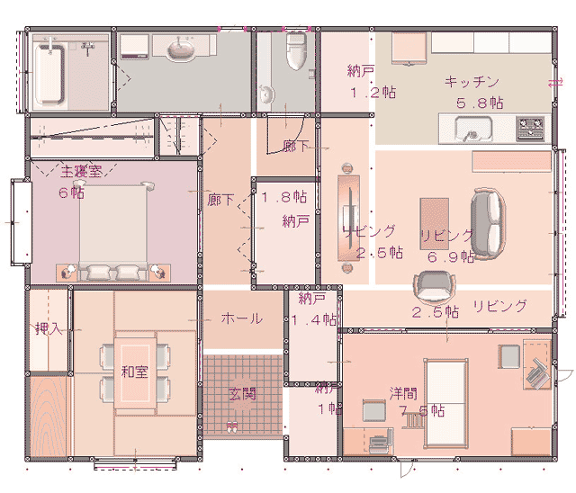 30坪の間取り図